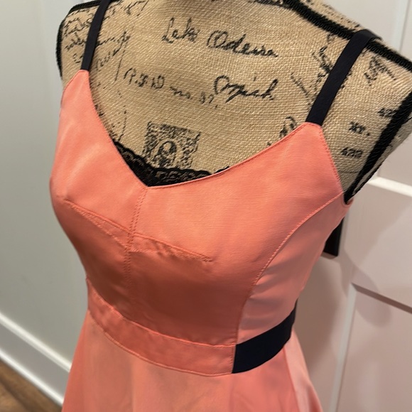 Coral Dress W/Black Details - Picture 3 of 4